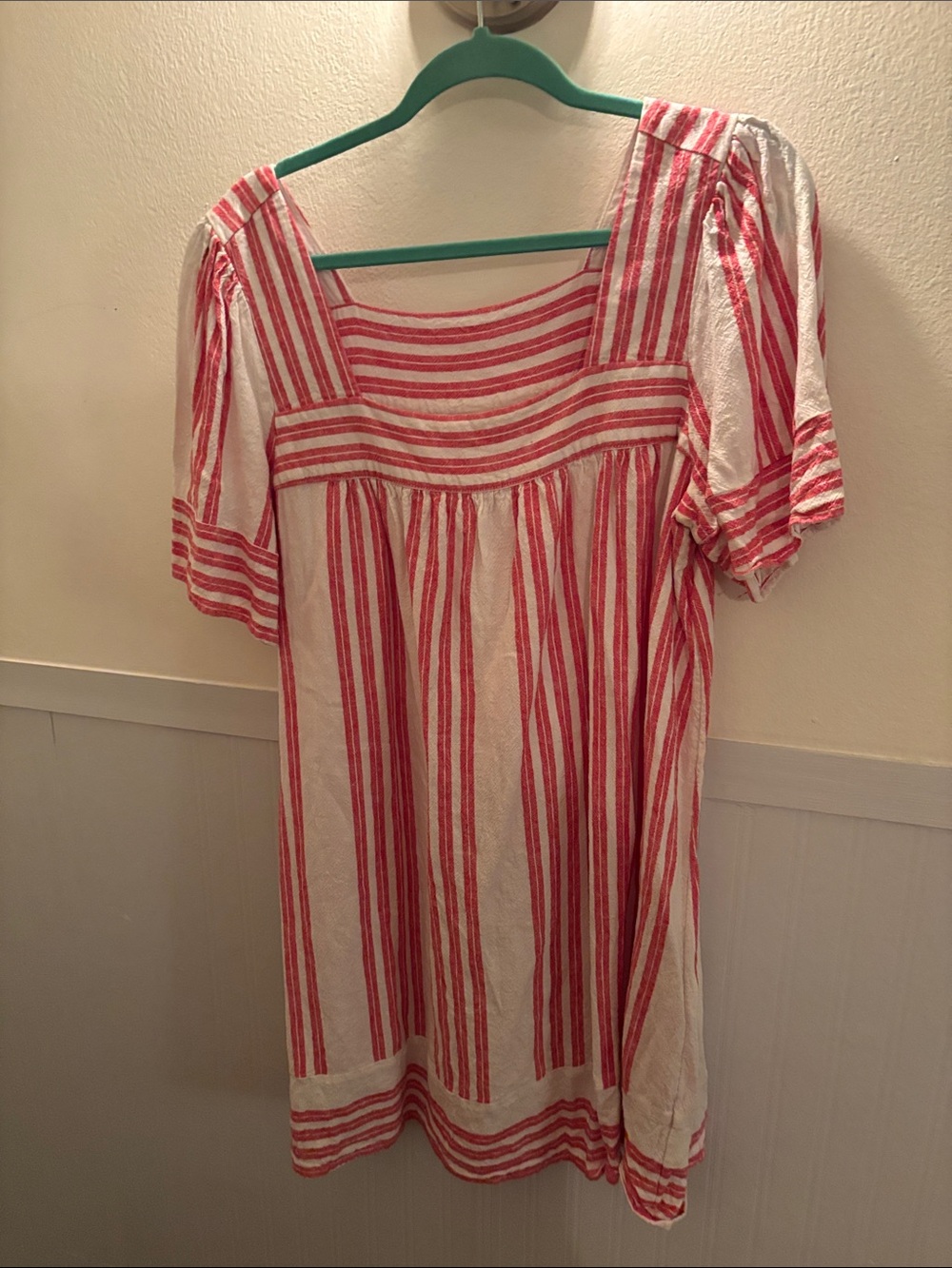 Old Navy Red and White Striped Square-Neck Tunic